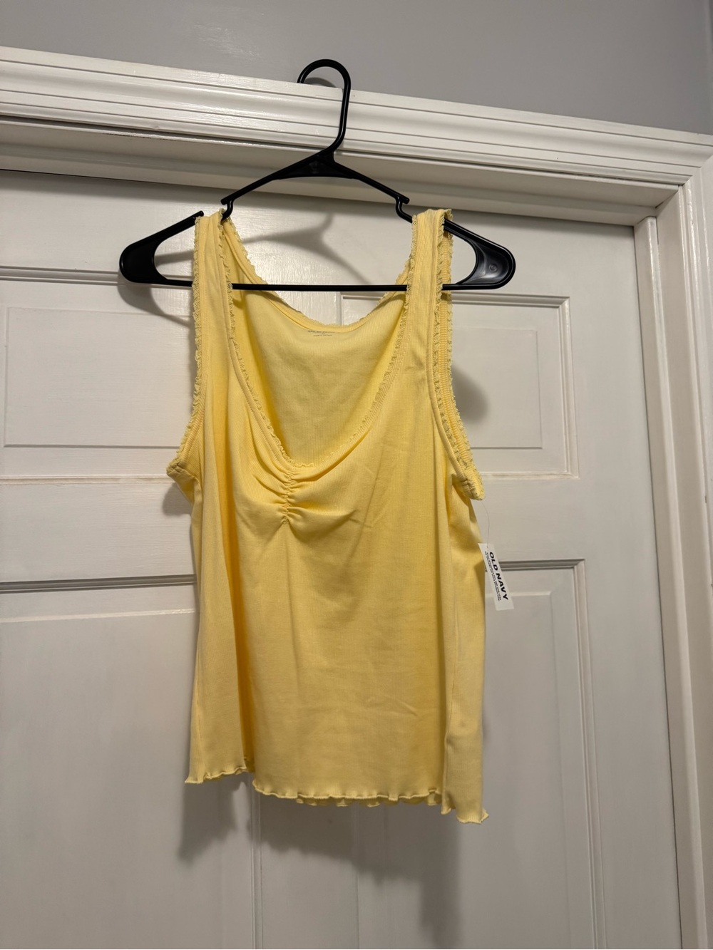 Old Navy Pale Yellow Ruched Scoop Neck Tank